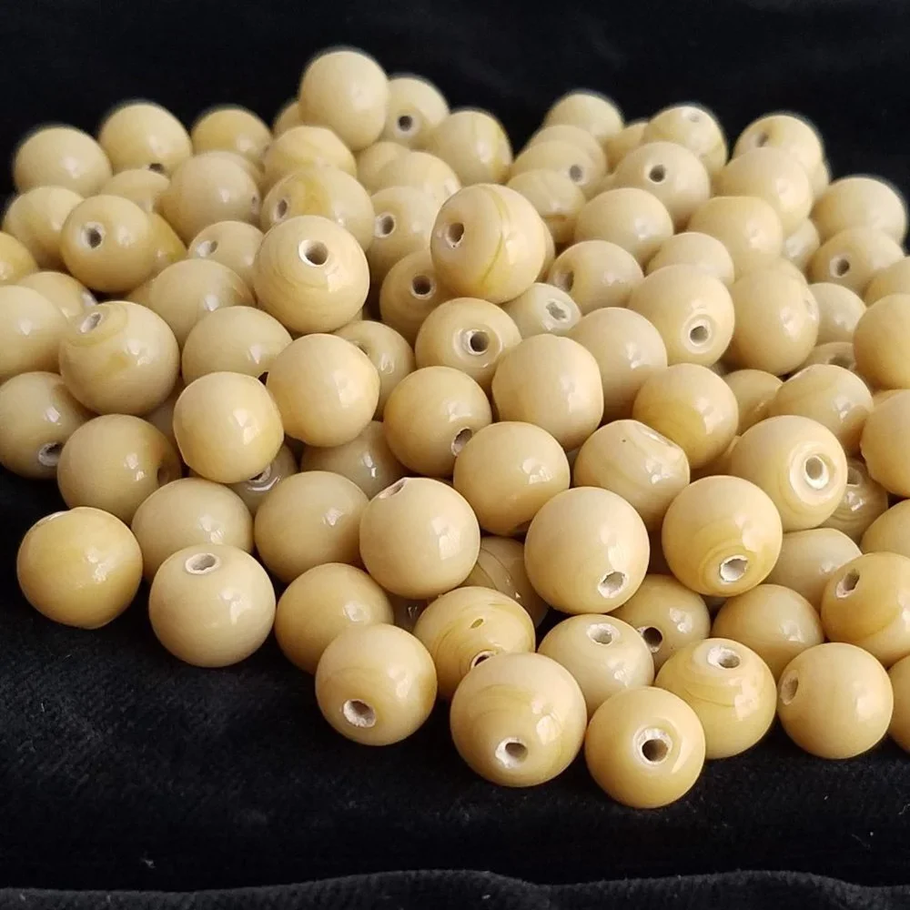 95+ Cream Beige Ceramic BEADS Round 10 mm bundle set lot